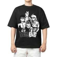 Maglietta grafica a tema K-Pop da donna - T-shirt girocollo con scritte, outfit natalizio da donna, maglietta per uomo, camicia casual per fan di Wibu Yu Yu Hakusho per tutto l'anno, per concerti, outfit quotidiani - abbigliamento retrò per fan, outfit da concerto, vestibilità comoda, per amanti della musica, regali per la fidanzata, regalo personalizzato - nero - Visualizzare 8