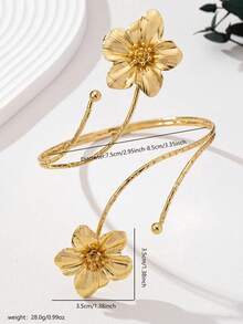 1 件欧式朋克风格夸张合金金属多色珐琅花卉手链，时尚清凉，适合夏季佩戴。彩色花卉臂链，适合女性日常佩戴、各种节日、母亲节礼物、社交活动、海滩度假珠宝 - 金色 - 查看 6