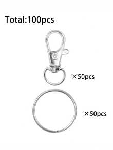 100 Rotating Lobster Buttons With Iron Key Rings, 50 Keychains, 50 Key Rings, DIY Handicrafts Suitable For Both Men And Women, Valentine's Day Gifts, 1.22 Inches / 31 Millimeters - Gold - View 10