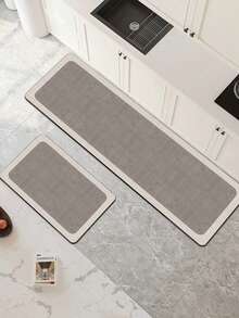 [HOT!!!] 1pc Soft Rubber Kitchen Mat, 3.5mm Thick Kitchen Rug, Light Gray Luxury Minimalist Style Kitchen Absorbent Mat Large Carpet, Can Be Self-Cut To Fit Kitchen Size, Surface Fabric Material, Middle Sponge Layer, Bottom Rubber Layer, Suitable For Kitchen Rugs, Kitchen Decor, Wedding Decor, Home Decor, Bathroom Mat, Entryway Mat, Laundry Room Mat, Hallway Carpet, Living Room Mat, Etc. - Multicolor - View 3