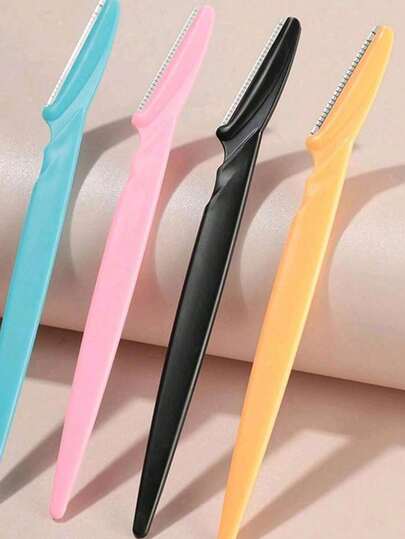 6 piezas/3 piezas Rasuradora de cejas de acero inoxidable, recortadora de cejas de mango recto, herramienta de maquillaje, dispositivo indoloro de eliminación de vello unisex con cubierta protectora, adecuado para principiantes para evitar lesiones faciales y corporales, herramienta precisa para el cuidado de las cejas