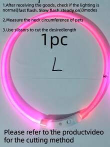 1个/2个装LED可充电发光PVC宠物项圈，3种照明模式，夜间可见，保障宠物安全，适合小型至大型犬猫，节日氛围项圈。项圈长度可根据需要修剪。本产品并非通用尺寸，请在购买前确认产品尺寸是否合适，并根据宠物的体重调整尺寸，以免使用过程中损坏产品。