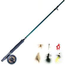 Kit completo de pesca con mosca para uso en rios y lagos caña de 9 pies con carrete 5 6 ideal para principiantes y expertos - NegroVerde - Ver 1