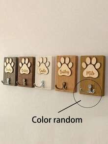 个性化定制文字牵引绳挂钩，定制名字木质墙钩，可定制卡通文字装饰挂钩，猫咪时尚款，个性化木质狗牵引绳挂架，狗绳收纳架，手工狗牌，牵引绳收纳，木质标牌 - 彩色 - 查看 7