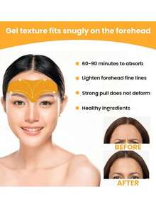 10pcs Anti-Wrinkle Forehead Wrinkle Removal Gel Patches, Tightening Face Mask, Anti-Aging Collagen Facial Care - Yellow - View 5