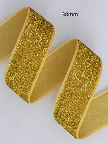 7-38mm Cinta de terciopelo dorada brillante para envolver regalos de Navidad, decoración navideña, cinta de terciopelo de color onion con brillo - Dorado - Ver 5