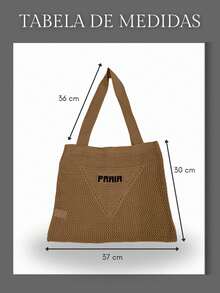 EXPOSICAO PAULISTA Women's Knitted Beach Bag With Shoulder Strap - Summer Vacation Style - 卡其色 - 查看 3