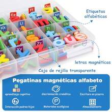 Juego de Letras Magneticas en Español Alfabeto Magnetico de 224 Piezas Material Montessori Didactico para Hogar y La Escuela con 2 Plumones y Borrador Juguetes Educativos para Niños de 3-8 AñosDuradero y cultiva el interés de los niños - Multicolor - Ver 3