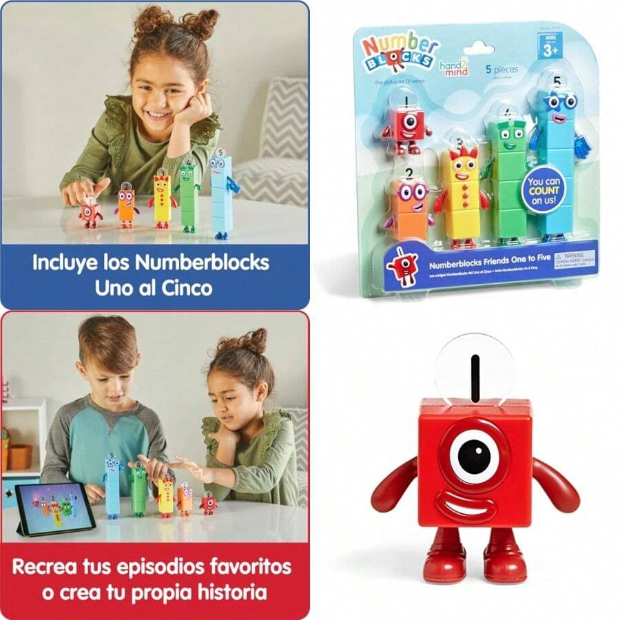 hand2mind Numberblock Friends One to Five Figures Conjunto de Figuras de Accion Caricaturas Figuras de Juguete Conjuntos con Figuras de Accion Pequeñas Figuras para Niños Juguetes de NumerosDuradero y cultiva el interés de los niños - Multicolor - Ver 1