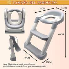 Asiento de Entrenamiento para Niños con Escalera Plegable - Taburete Infantil para Taza de Baño, Cojín de PVC, Asiento Tapizado de Entrenamiento Baño Niño, Escalera Antideslizante, Ergonómico (Gris) - Rosa, PVC - Ver 3