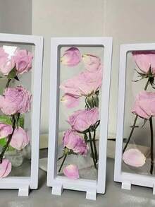 1pc Dried Rose Flower Storage Photo Frame Display Frame (Excluding Fresh Flowers And Base) Black Transparent Flower Rack DIY Dried Flower Rack Valentine's Day Gift, Easy To Store And Dustproof, Home Dried Flower Storage Display Box, Transparent Accessory Packaging Box (9.06inx3.54in) - White - View 5