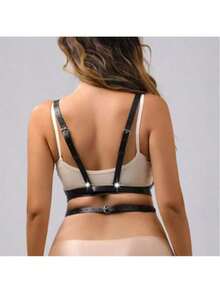 Women's Sexy Gothic Black Punk Crop Top Camisole With Straps, Suitable For Carnival Parties And Daily Wear - Black - View 4