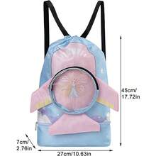 Bolsa de natacin separada en y hmedo, Bolsa de natacin para nios - Mochila de playa con cordn para nios, Bolsa de piscina, almacenamiento de viaje para Yoga, tela Oxford porttil con cordn, - L + Escribe un - Ver 5