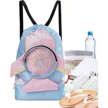 Bolsa de natacin separada en y hmedo, Bolsa de natacin para nios - Mochila de playa con cordn para nios, Bolsa de piscina, almacenamiento de viaje para Yoga, tela Oxford porttil con cordn, - L + Escribe un - Ver 7