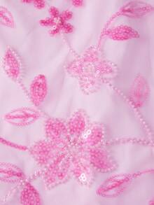 Women Slip Dress, Spaghetti Straps Backless Sequined Flower Slim Fit Summer Mini Dress For Club Party - Pink - View 4