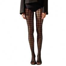 Women's Peony-Patterned Lace Pantyhose With Sheer Effect And Sexy Look. Classic And Elegant Leg-Warming Stockings That Flatter And Make Legs Look Slender. Mesh Stockings With Hollow Design, Versatile And Personalized (Black / Red, 2 Colors Available) - 彩色 - 查看 5