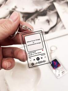 2D Personalized Acrylic Music Album Keychain With Lobster Clasp, Customizable With Photo And Song, Ideal Gift For Friends, Family, Couples On Birthday, Valentine's Day, New Year - Multicolor - View 2