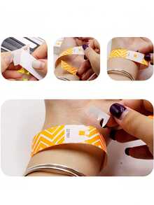 100条荧光锯齿纸质腕带，带6位序列号 - 多色一次性安全腕带，适用于音乐会、节日、生日、婚礼和派对等场合，也可用作活动腕带、婚礼腕带，轻便易携。 - 彩色 - 查看 4