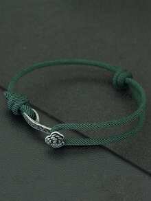 时尚手工编织绳可调节手链 复古黑色如意幸运手链 男女通用臂环饰品 - 如意手繩手鍊 - 查看 7