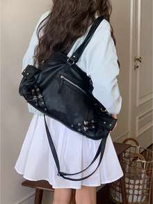 2025 New Retro High-End Style Large Capacity Women's Tote Bag, Minimalist One Shoulder Commuter Bag Suitable For Daily Commute: Ample Space To Fit Laptop, Documents, Water Bottle And Other Commuting Essentials - Black - View 2