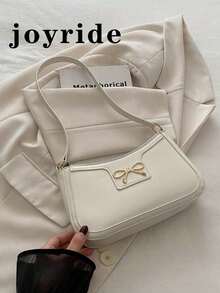 全新时尚休闲单肩包女款PU材质纯黑色、卡其色、咖啡色蝴蝶结金属配件腋下拉链化妆包