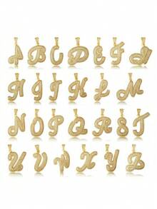 MECYLIFE 1pc Bling Bling Letter Necklace For Women, Personalized Pendant Necklace With Stainless Steel Chain - Yellow Gold - View 5