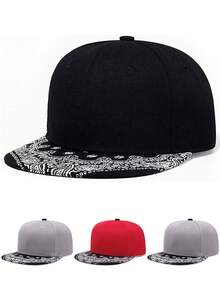 2025 Nouveau chapeau à bord plat simple et , chapeau imprimé cachemire, chapeau de planche à roulettes, chapeau hip hop personnalisé créatif pour la rue et la vie quotidienne, chapeau de sport pour l'ombre, casquette de baseball décontractée unisexe