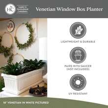 HC Companies - Macetero Veneciano con tapón de Drenaje, Caja Larga para alféizares de Ventanas, Balcones y más, macetas rectangulares Grandes de plástico para Hierbas y Flores ( de 24(24" (Pack of 2) Gris Cálido) - Multicolor - Ver 4