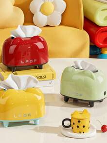 1pc Luxury Paper Towel Box, Vintage Desktop Tissue Holder, Multi-Functional For Living Room, Vanity - Multicolor - View 1