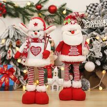 1pc Christmas Santa Claus, Snowman, Reindeer Figurine, Cartoon Extendable Desktop Decor, Cute Gentleman Doll, Home Decoration, Office Desk Ornament, Bedroom Bedside Decor, Christmas Party Theme, Farmhouse Decor, Mall Window Display, Gift Box Decoration - Red and White - View 3
