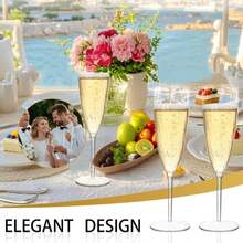 PUREDOVE 2/6/12pcs Clear Champagne Glasses Plastic - 170ml/6oz Clear Reusable Champagne Glasses Party Supplies,For Wedding/Birthday/Party - 透明 - 查看 3