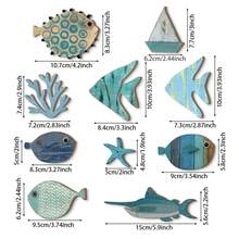 10 món đồ trang trí sinh vật biển bằng gỗ, biển hiệu cá bằng gỗ nhiều màu sắc cho trang trí nhà mùa hè, bảng trang trí sáng tạo, đồ trang trí tường, phụ kiện nhà chủ đề đại dương mùa xuân - Nhiều màu - Xem 5