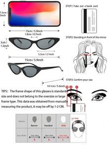 6pcs Geometric Frame Multi-Color Lens Bohemian Style Sexy Retro Women's Fashion Sunglasses, Suitable For Travel, Vacation, Outdoor Party, And Daily Wear - 6pcs 黑米豹紋 - 查看 4