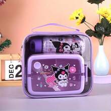 3pcs Sanrio Lunch Set (Including Utensils), Includes Lunch Box, Tote Bag And Water Bottle, Variety Of Styles, Exquisite Prints, Suitable For School Lunch Box, Girls' Lunch Box, Work Lunch Box, Camping And Picnic Sets. Adorable Cartoon Patterns, Leak-Proof Lunch Bag With Shoulder Strap And Water Bottle, Suitable For Work/Office/Picnic/Travel.