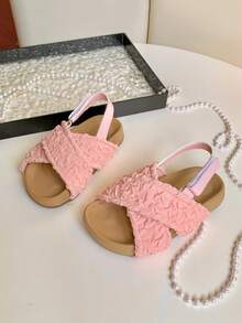 1-8 Years Old Summer Flat Baby Girl Shoes, Cute Pink Princess Style Toddler Sandals, Minimalist & Easy To Wear White Baby Sandals, Black Beach Sandals For Outings & Vacations, Soft Bottom Comfortable & Lightweight Baby Walking Shoes, Suitable For Home, Park, Social Occasions And More - Pink - View 6