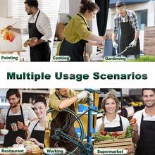 2 Pack Plus Size Chef Apron, Large Adjustable Aprons With Pockets For Men Women Waiter Waitress, Black White (XXXL),Black - Black - 查看 7