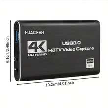 4K 高畫質電視影片擷取卡，支援 1080P 60 幀率，USB 3.0 介面，免驅動即插即用，適用於遊戲、直播、會議、行動錄影設備及串流影片電子設備 - 黑色 - 查看 9
