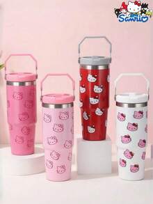 Sanrio 1pc, 30oz Stainless Steel Vacuum Insulated Glass Tumbler With Lid And Straw, Hot Water Bottle, Hot Coffee , Water Bottle For Summer, 30oz Reusable Double Wall Vacuum Insulated Stainless Steel Water Bottle With Handle, Essential For Outdoor Activities, Camping, Hiking, Travel, Christmas Gift, Birthday Gift