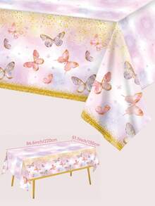 3件套粉紫色蝴蝶桌布，蝴蝶主题生日派对装饰桌布，蝴蝶主题派对桌布，婚礼装饰桌旗，婴儿派对装饰，性别揭晓派对装饰，新娘送礼会装饰，户外派对一次性桌布，女孩生日桌旗，婴儿派对装饰，房间装饰，家居装饰，厨房餐桌装饰，蝴蝶装饰，派对礼品 - 彩色 - 查看 8