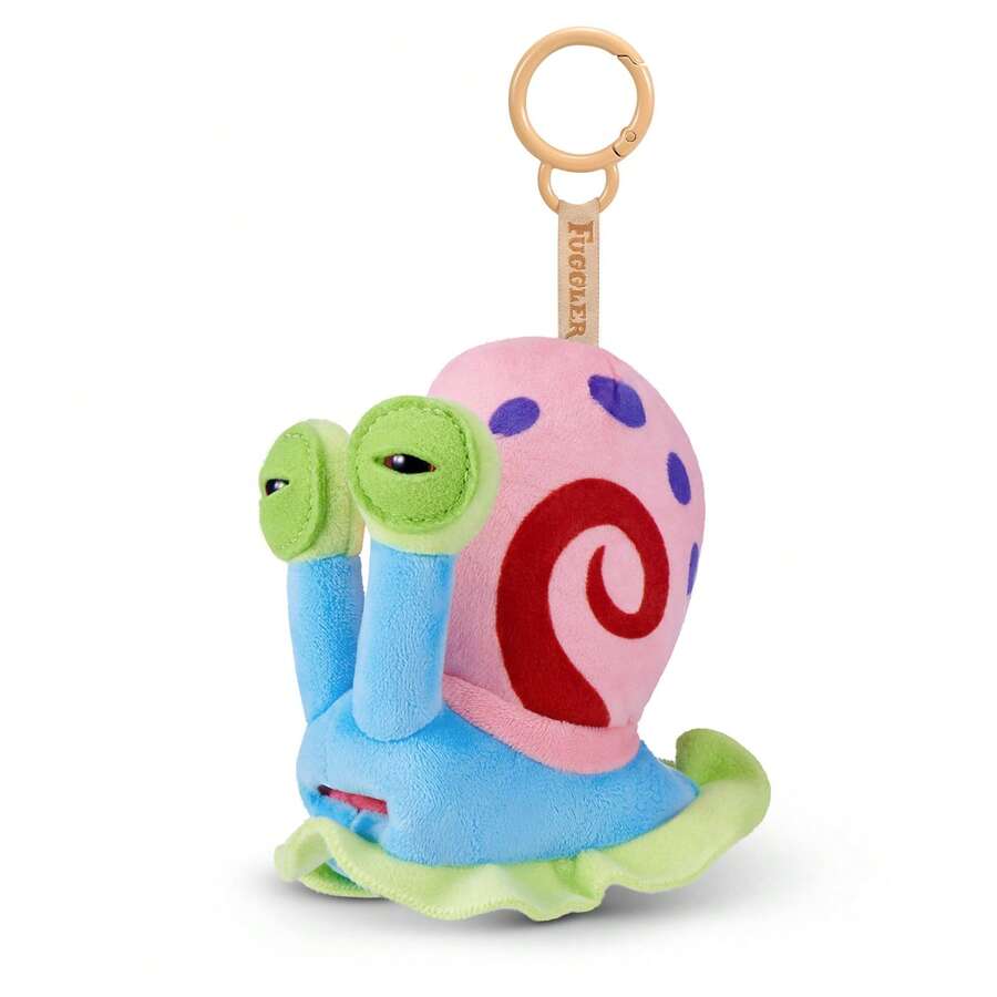 Spin Master Character 5-Inch Plush Keyring, X Licensed, //Gary The Snail/Squidward/Sheldon Plankton, Funny Ugly Monster Stuffed Animal With Human-Like Teeth, Collectible Bag Charm For Kids, Tweens, Teens, Adults, Fans Of Weird Plush - Gary - View 1