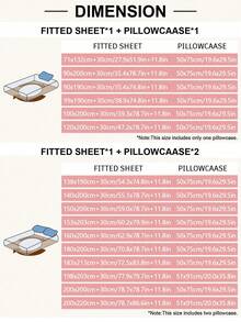 蓬松柔软2/3件套床笠套装，包含床笠、床垫保护套，防皱透气，深口袋设计，抗起球，弹力十足，静音防滑，适用于各种尺寸的床，家居宿舍卧室装饰，可机洗，亲肤舒适，四季皆宜，易于打理，现代简约风格，心形印花 - 彩色 - 查看 3