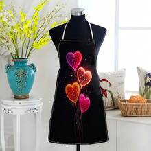 1pc Heart Pattern Printed Apron, 100% Polyester, Sleeveless, Neck Strap Design, Suitable For Cooking, Baking And Entertainment, Great For Home, Restaurant, Party, Outdoor BBQ, Baking Apron | Vibrant Apron | Polyester Apron | Printed Apron - Multicolor - View 4