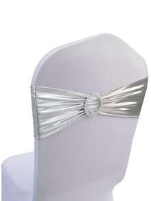 2pcs/10pcs/20pcs High Quality Shiny Silver Spandex Bowknot Elastic Chair Sash, Suitable For Home, Hotel, Party, Wedding, Birthday, Metal Chair Back Bow Ribbon - Silver - View 2