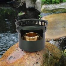 ZAQEstufa de Alcohol para Mochilero Hornillo de Alcohol de Cobre a Prueba de Viento Hornillo de Aleación de Aluminio Portátil para Mochilero de Alcohol para Picnic de Camping - Verde negruzco - Ver 5