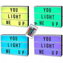EMAGIE Letrero Luminoso : Cine Caja de Luz A4 con 96 Láminas Letras Números y Símbolos Decoración para Hogar Cuarto Habitación Tienda Fiesta Cumpleaños Navidad Bodas(16 Colores) - Multicolor - Ver 9