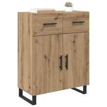 Larryhot Credenza Rovere artigianale 69,5 x 34 x 90 cm Legno multistrato,Robusto e durevole, facile da montare, la scelta ideale per l'arredamento della casa - Castano - Visualizzare 3
