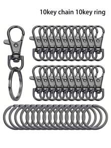 10/100PCS Lobster Clasp With Split Rings And Swivel Buckle Hanging Waist Key Hook Buckle, Zinc Alloy Dog Buckle For DIY Leather Case Bag Hardware Accessories Jewelry Making