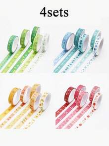 Conjunto de 20 rolos/caixa de fita adesiva decorativa retrô colorida, fita adesiva fina e simples, 2 metros de comprimento, listras em cores sólidas, paisagens e outros padrões, fita adesiva fina vintage decorativa de papel, adequada para materiais escolares, decoração de cadernos, scrapbooking, volta às aulas, embrulho de presentes, diários, etiquetas e decoração de códigos. - Multicolorido - Ver 10