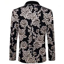 1pcs Mens Blazer Suit Black Floral Vintage Fashion Jacket Button Coats Regular Fit Wedding Formal Casual Party Banquet Business-Without Bowtie Set - 黑色 - 查看 2