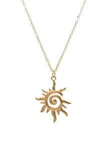 1pc Simple Sunburst Sun Ray Delicate Pendant Women Necklace Sprial Pendant Jewelry Collarbone Chain For Women Summer Wear - Gold - View 4